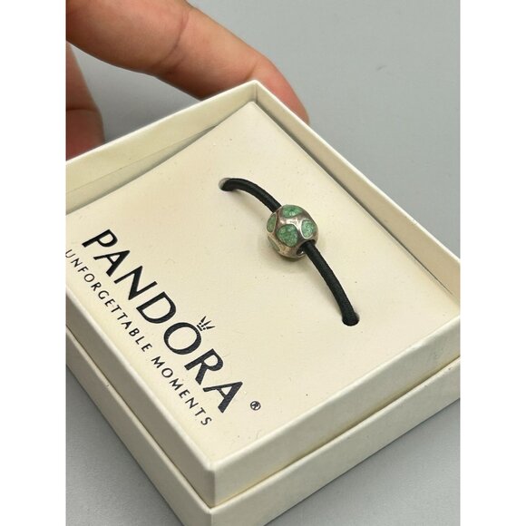 Pandora Green Enamel Hearts Sliding Bead Charm 925 Sterling Silver New Old Stock - Picture 5 of 9
